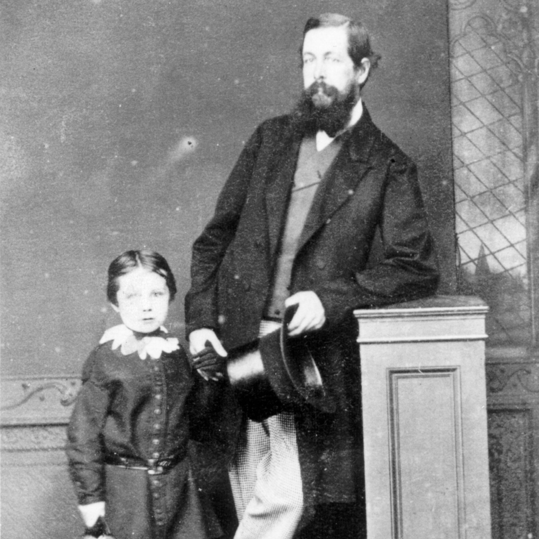 A photograph of a young Conan Doyle with his father